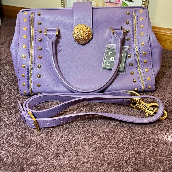 Handbags - Purple Versus Versace Gold Studded Handbag w Detachable Strap Authenticated